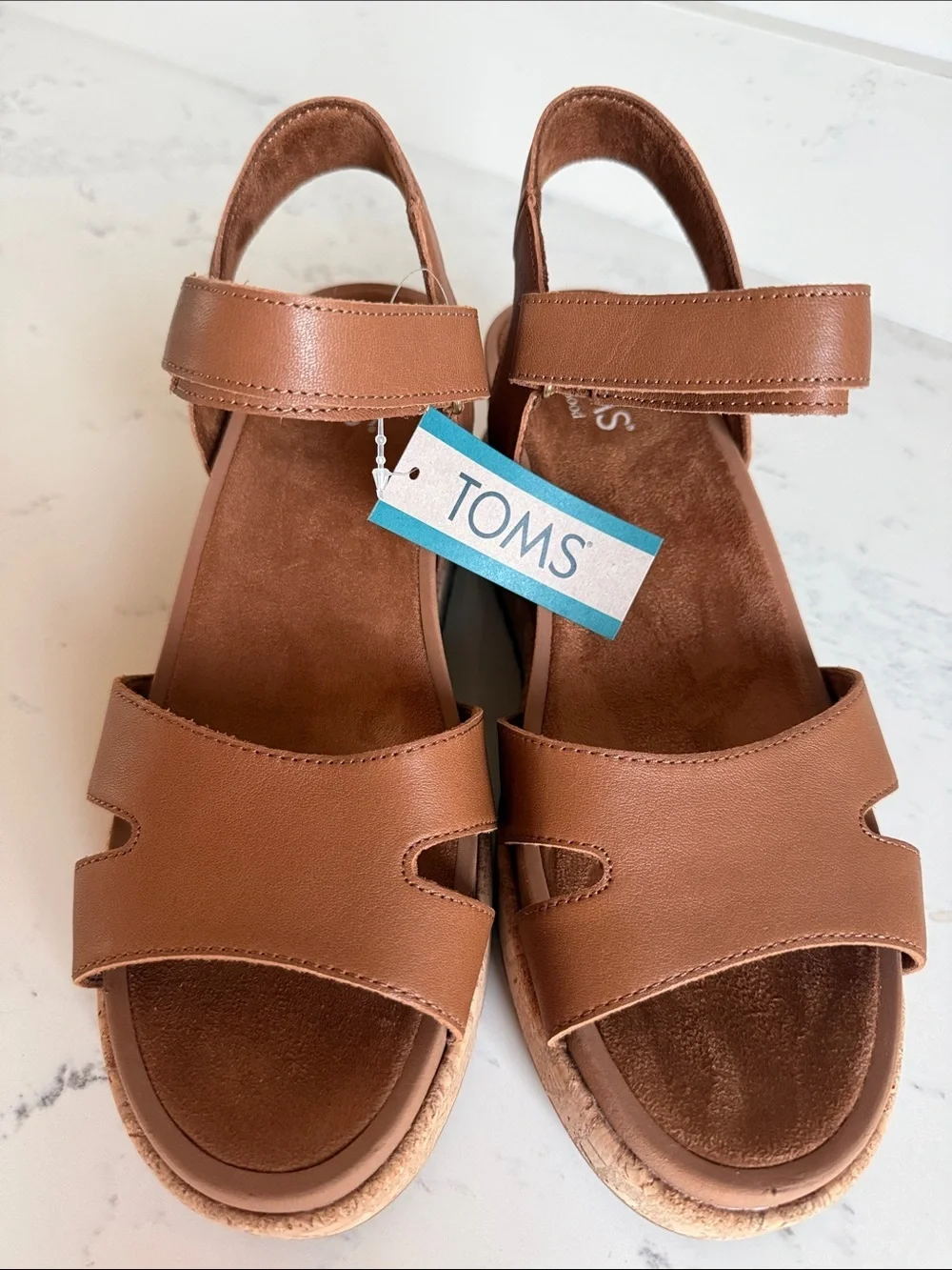 Toms Alana Open Toe Wedge Sandals Color Brown Womens size 9 NWT
